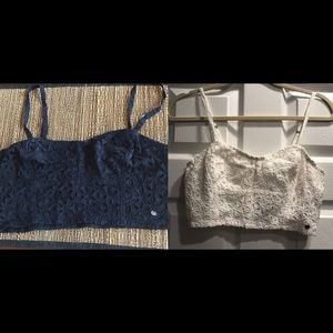 A&F Navy & White Eyelet Bralettes